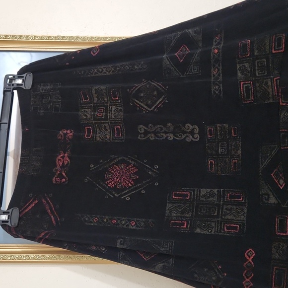 Chico's Travelers Black Boho Old World Asymmetrical Wrap Maxi Skirt  Whimsigoth - Picture 2 of 8